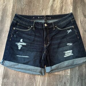 WHBM Girlfriend Distressed Jean Shorts NWOT
